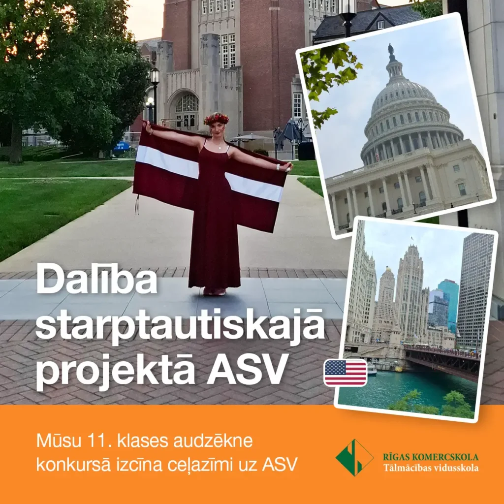 Rīgas Komercskolas audzēkne piedalās starptautiskajā projektā ASV, 2026. gada vasarā